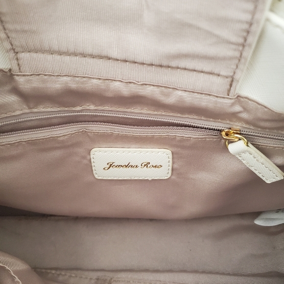 Jewelna Rose white handbag purse w/ shoulder strap - Picture 5 of 6